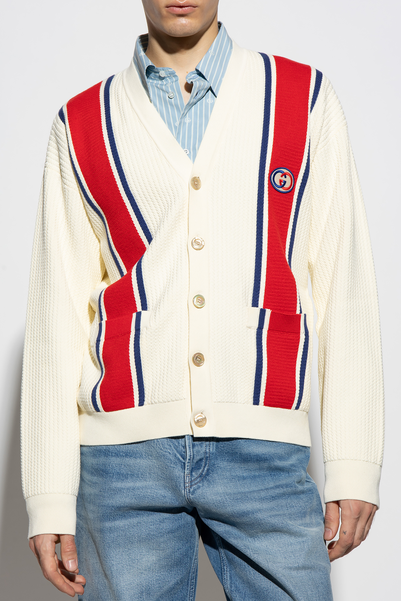 Cream Cardigan with logo Gucci Vitkac Italy